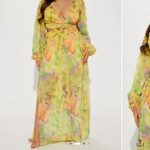 Fashion Nova Vibrant Long Sleeve Maxi Dress